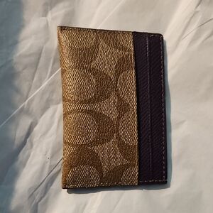 Coach Signature Aubergine Card Holder
